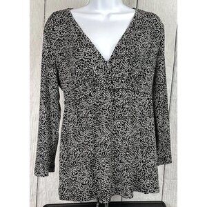 Oh Baby! Motherhood Maternity M Long Slv Empire Waist Surplice Top Black Stretch